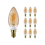 Confezione Multipack 10x Philips MASTER Value LEDcandle E14 Vintage Filamento Oro 2.5W 136lm - 927 Bianco Molto Caldo | Miglior resa cromatica - Dimmerabile - Sostitutiva 25W