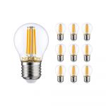 Confezione Multipack 10x Noxion Lucent LED E27 Sferica Filamento Chiara 4.5W 470lm - 927 Bianco Molto Caldo | Miglior Resa Cromatica - Sostitutiva 40W