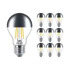 Confezione Multipack 10x Philips Classic LEDbulb E27 Pera Mirror 7.2W 650lm 650lm - 827 Bianco Molto Caldo | Dimmerabile - Sostitutiva 60W